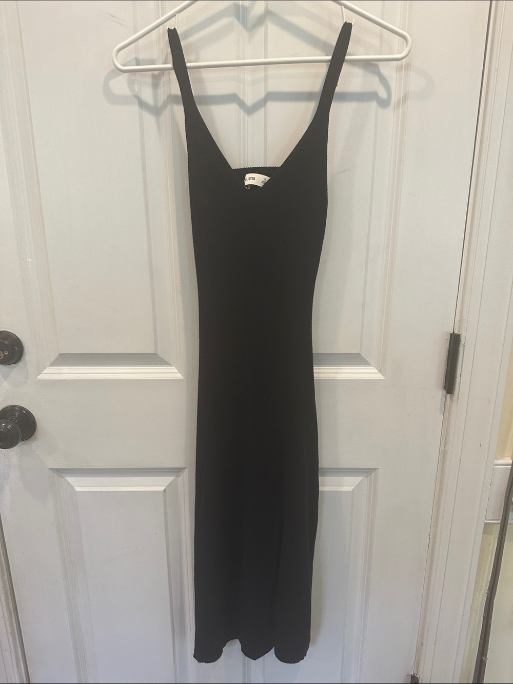 Hollister Black Ribbed Slip Midi Dress